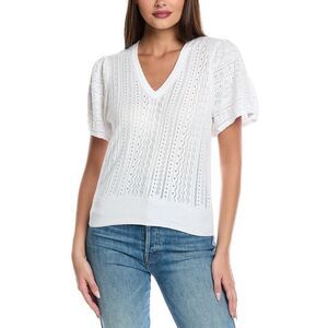 &Isla Womens  Madison Pointelle Top, White